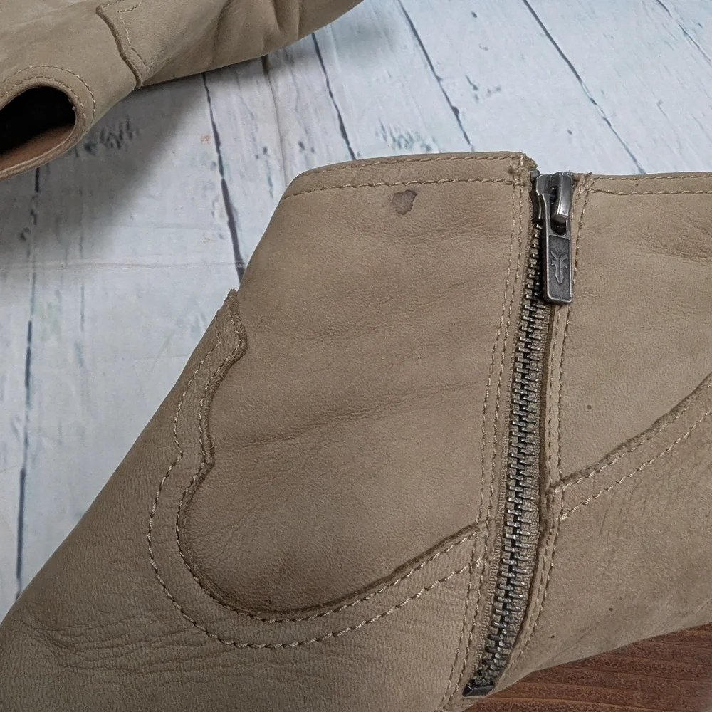 Frye leather cowgirl ankle booties with heels. - Picture 3 of 9